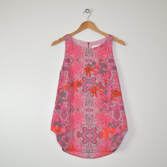 Cabi Jubilee Paisley Floral Sleeveless Top Size Small Blouse Pink Boho Casual - Picture 10 of 12